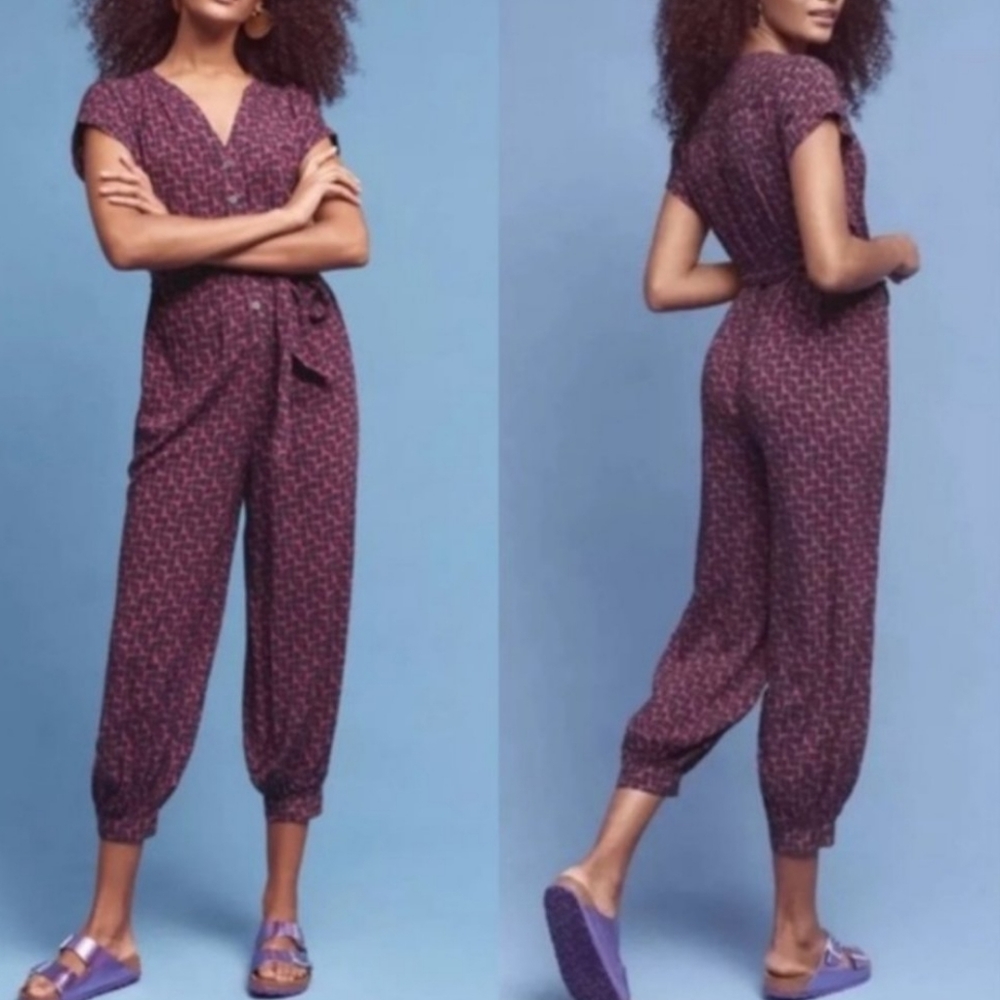 Maeve Purple & Navy Karsten Harem Geoscope Jumpsuit